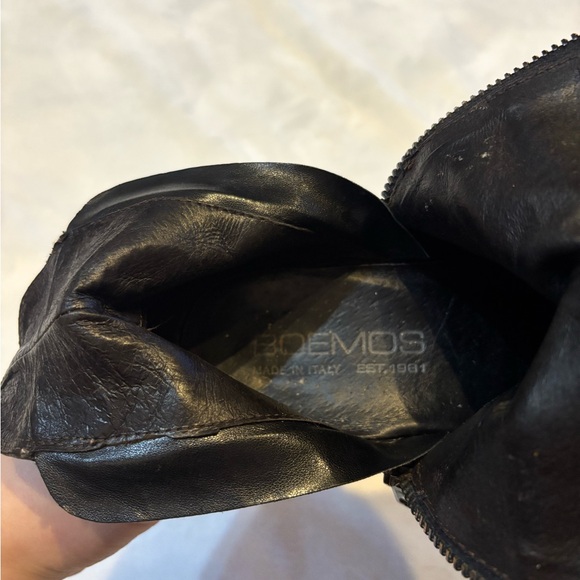 Boemos Italy Black Leather Double Zip Ankle Boots Moto Booties Size 5,5/6(EU36) - Picture 8 of 10